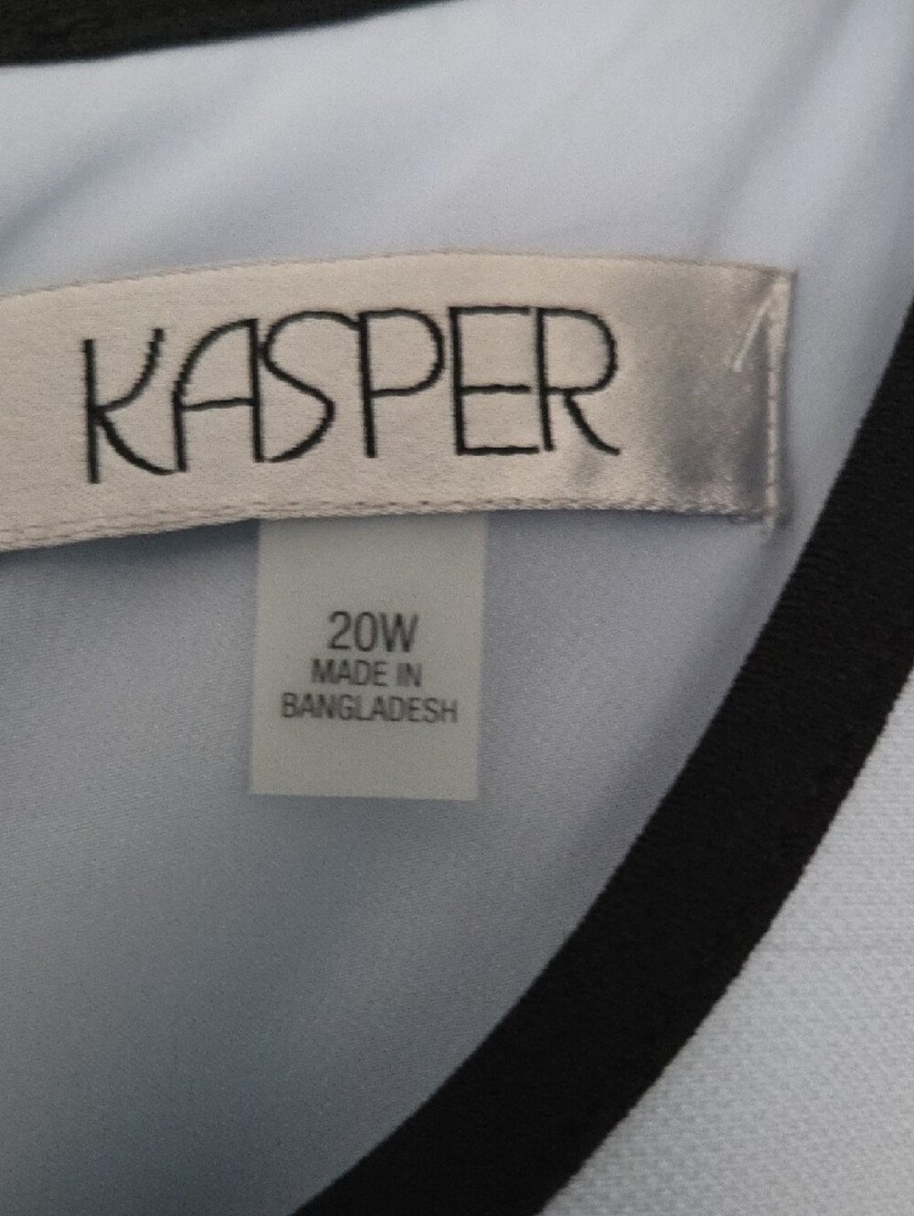 Kasper Light Blue Sleeveless Shift Dress with Black Trim - Picture 2 of 9